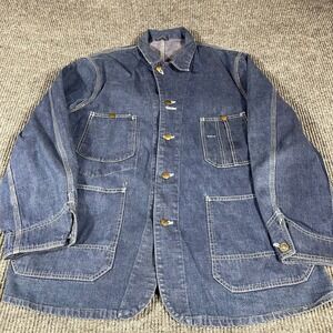 VTG Hercules Jacket Mens Large XL Blue Jean Denim Chore Barn Coat Union 50s USA